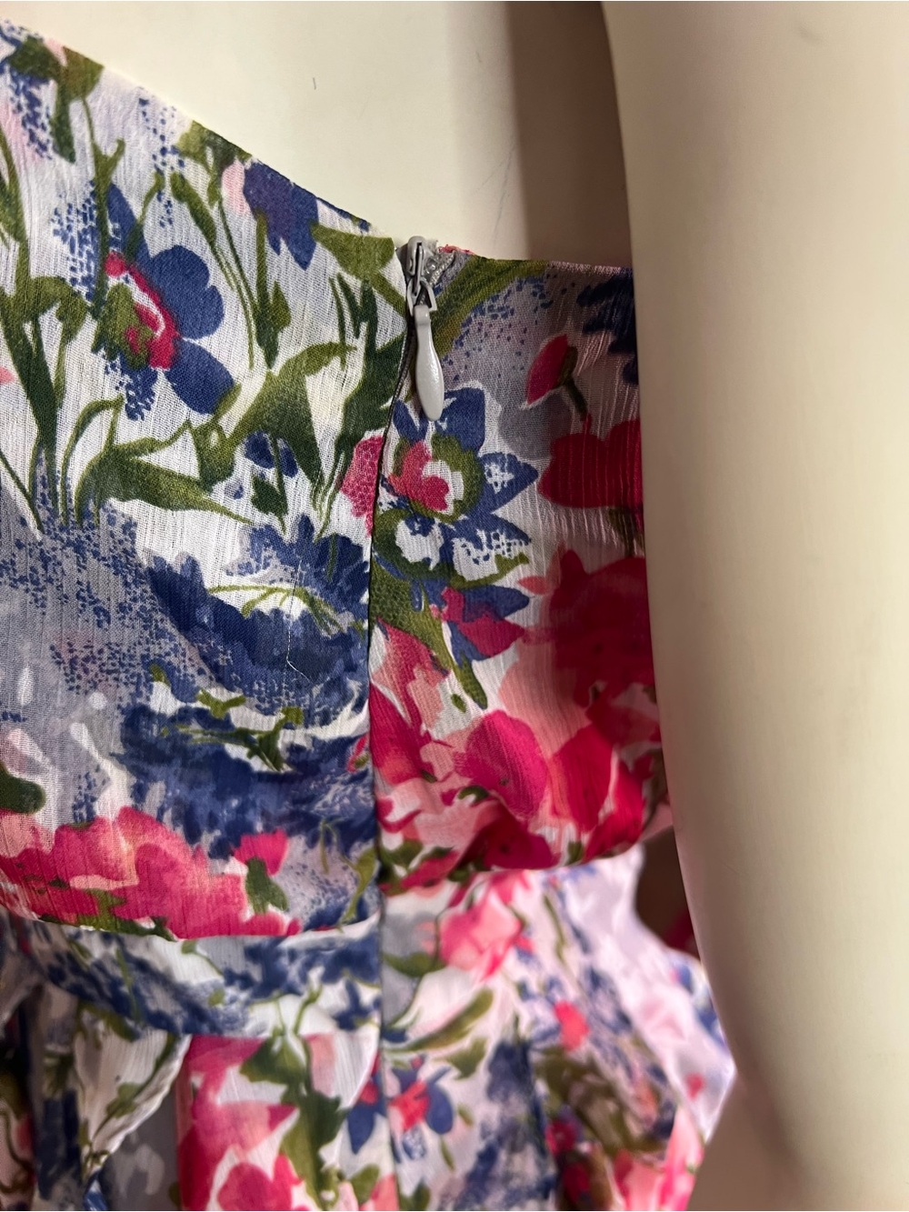 MM Couture One-Shoulder Floral Mini Dress in Pink, Purple, Blue - Picture 12 of 13